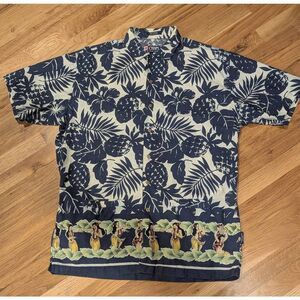 VTG Chaps Ralph Lauren Hawaiian Hula Girl Button Down Men’s L Pockets Luau